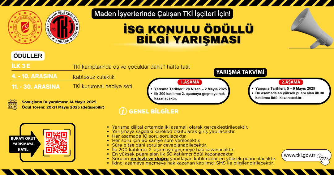 TKİ, İSG Konulu Ödüllü Bilgi Yarışması Düzenliyor